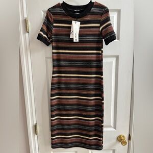 NWT Zara Jacguard Multicolor Striped Midi Dress
Size Small